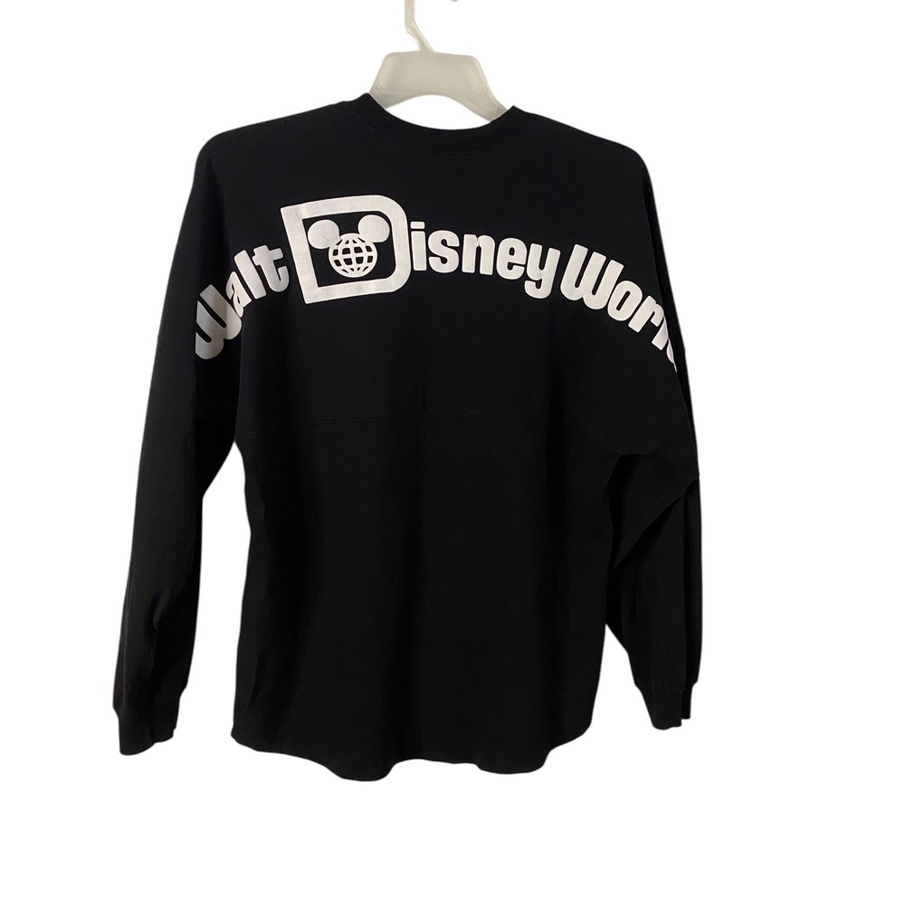 Walt Disney World Spirit Jersey Black Long Sleeve Shirt Small Oversized Relaxed